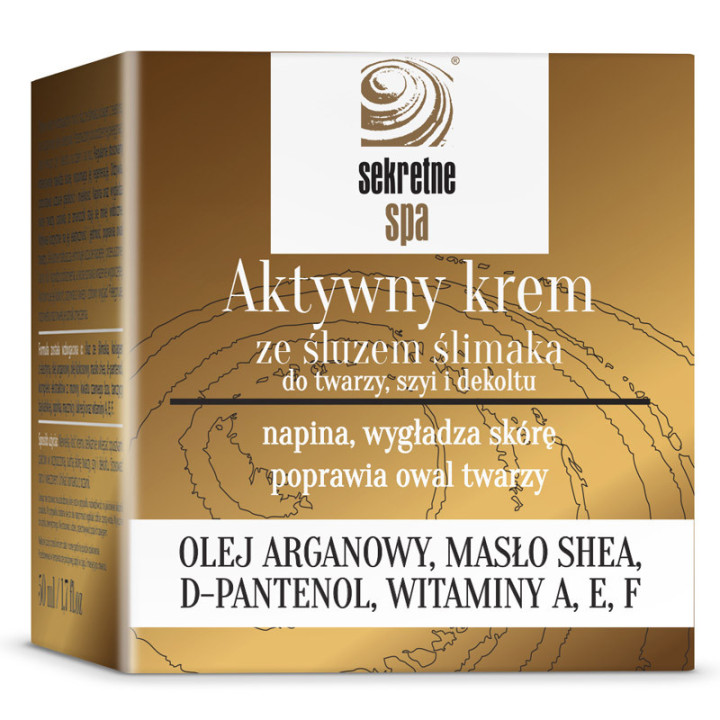 SEKRETNE SPA Aktywny Krem Ze Śluzem Ślimaka Do Twarzy Szyi I Dekoltu 50ml
