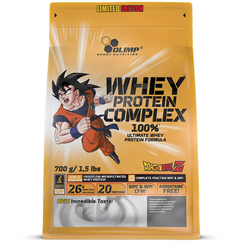 Whey Protein Complex 100% Limited Edition Dragon Ball 700g, Olimp - wysoka  wartość odżywcza białka serwatkowego i izolatu!