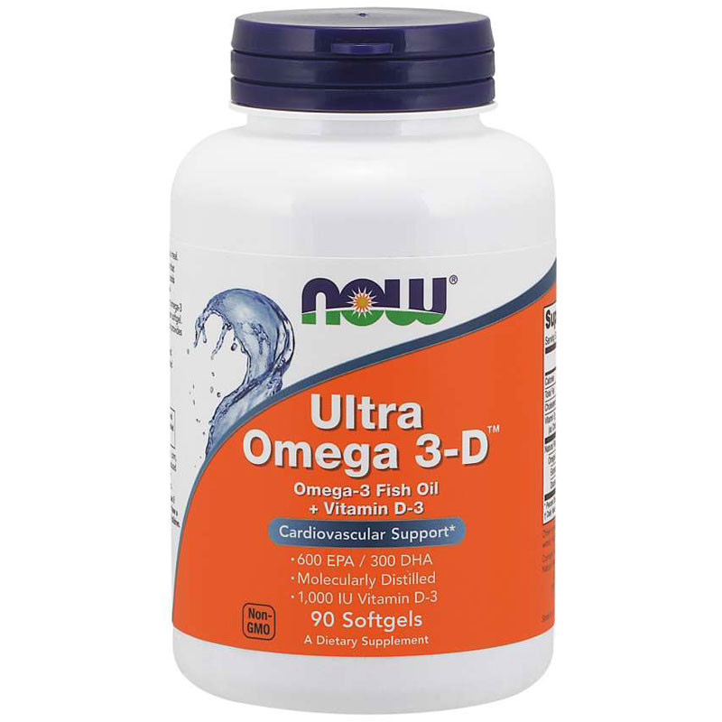 NOW Ultra Omega 3-D Omega-3 Fish Oil+Vitamin D3 180caps
