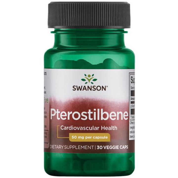 Pterostilbene 50mg 30 wegańskich kapsułek, Swanson – fitoskładnik podobny do resweratrolu, ale lepiej wchłanialny!