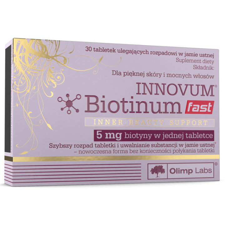 Innovum Biotinum Fast 30 tabletek, Olimp – promuje zdrowie skóry, włosów i paznokci!