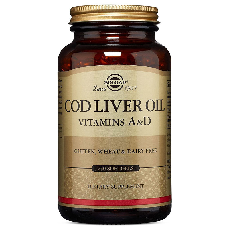 SOLGAR Cod Liver Oil Vitamins A&D 250caps