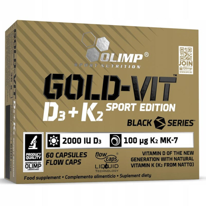 Gold-Vit D3 + K2 Sport Edition 2000 60 kapsułek, Olimp – kompleks witamin d3 oraz k2 wspiera zdrowie kości i zębów!