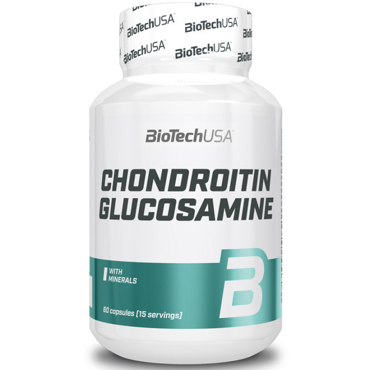 Chondroitin Glucosamine 60 kapsułek, Biotech USA – skutecznie wspiera regenerację układu ruchu a także produkcję mazi stawowej!