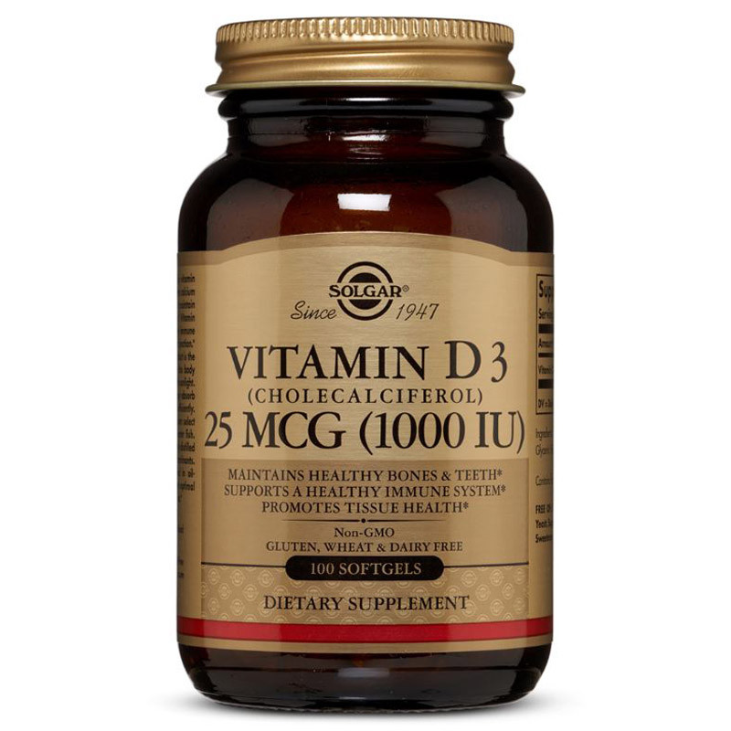 SOLGAR Natural Vitamin D3 (Cholecalciferol) 1000 IU 100caps