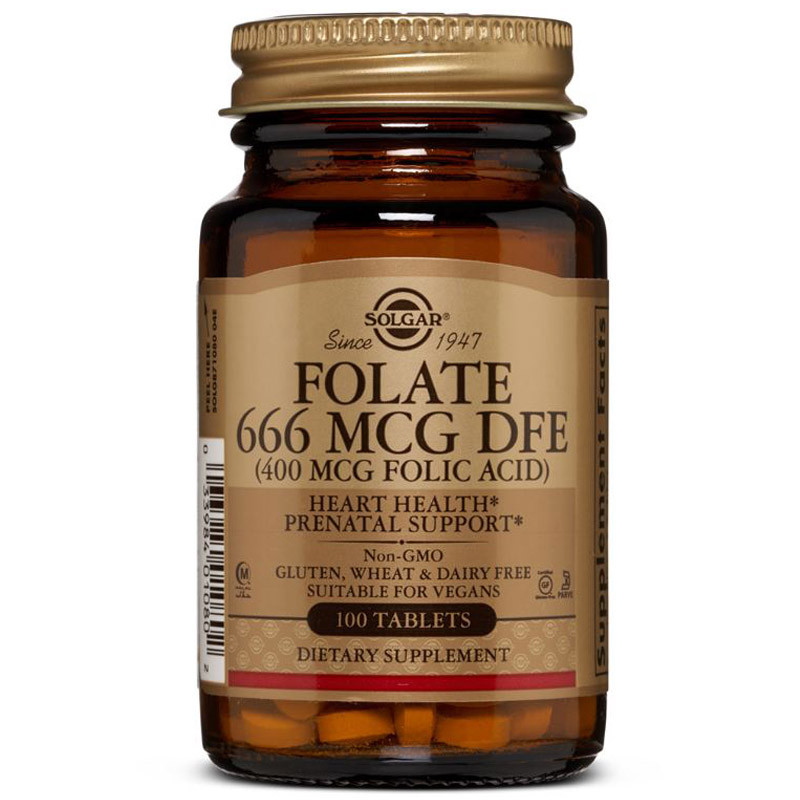 SOLGAR Folate 666mcg DFE (400mcg Folic Acid) 100tabs