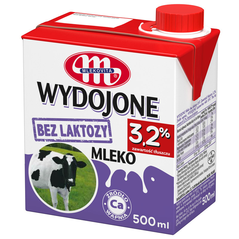 MLEKOVITA Mleko 3,2% Wydojone Bez Laktozy 500ml