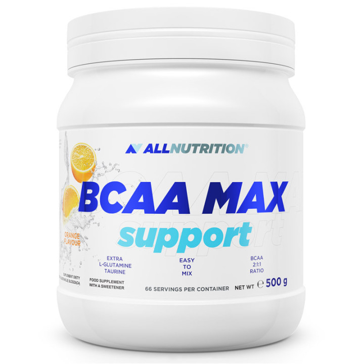 BCAA Max Support 500g, Allnutrition – aminokwasy rozgałęzione wzbogacone o L-glutaminę i taurynę!