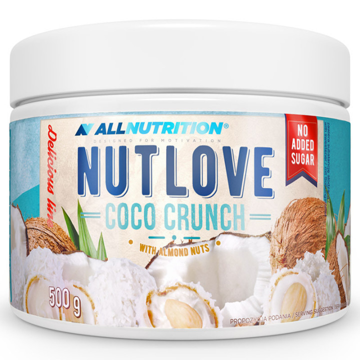 Nutlove Coco Crunch 500g, Allnutrition – pyszny kokosowy krem z kawałeczkami migdałów, bez dodatku cukru!