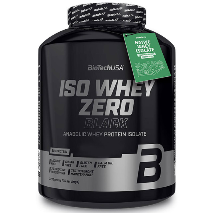 Iso Whey Zero Black 2270g, Biotech USA – najwyższej jakości izolat WPI z dodatkiem kreatyny, chelatem cynku oraz witaminą B3!