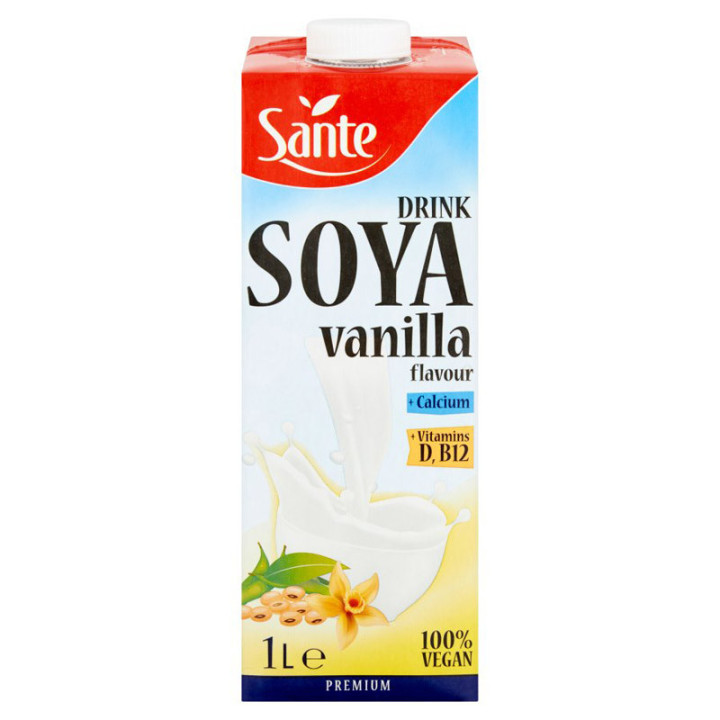Drink Soya Vanilla 1000ml, Sante – smaczny zamiennik tradycyjnego mleka, odpowiedni również dla wegan i wegetarian!