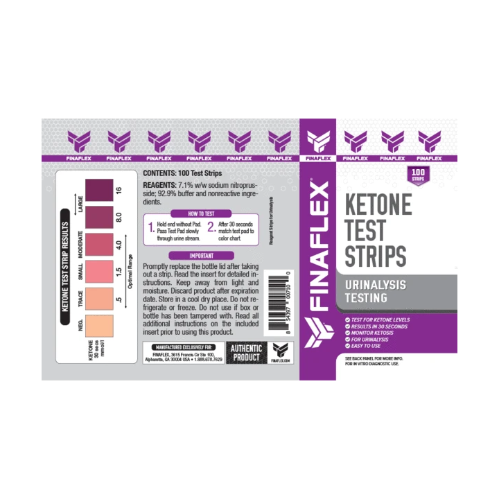 Ketone Test Strips 100 Test Strips, Finaflex – szybkie test poziomu ciał ketonowych w moczu!
