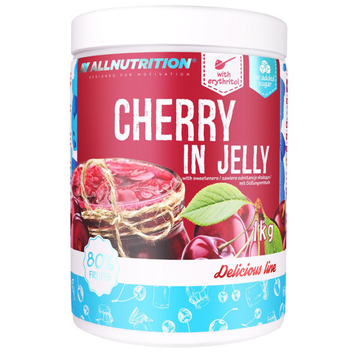 Cherry In Jelly 1000g, Allnutrition – pyszna frużelina na bazie świeżych i soczystych wiśni w delikatnym żelu bez dodatku cukru!