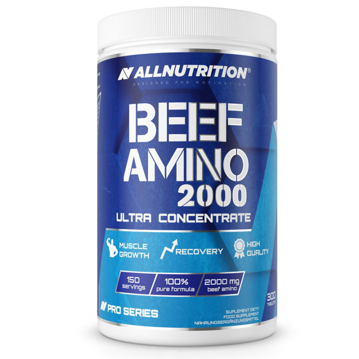 Beef Amino 2000 300 tabletek, Allnutrition – aminokwasy pochodzące z hydrolizatu wołowego w wygodnej postaci tabletek!