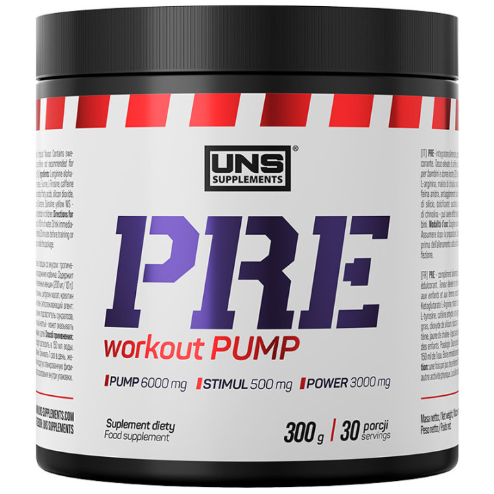 Pre Workout Pump 300g, UNS – formuła przedtreningowa z precyzyjnie dobranym składem!