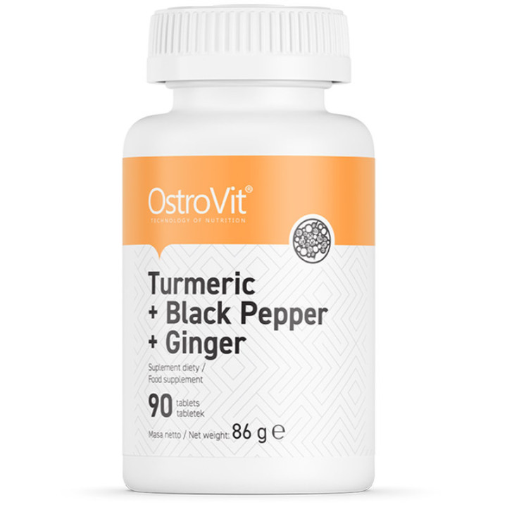 Turmeric+Black Pepper+Ginger 90 tabletek, Ostrovit – synergicznie połączenie trzech wzajemnie uzupełniających się składników!
