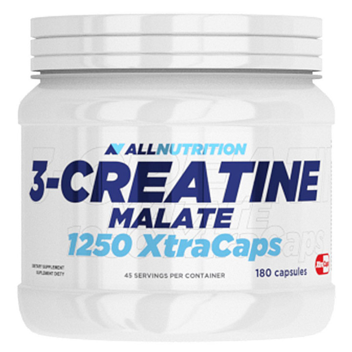 3-Creatine Malate 1250 Xtracaps 180 kapsułek, Allnutrition – kreatyna z dodatkiem kwasu jabłkowego, tauryny i witaminy B6!
