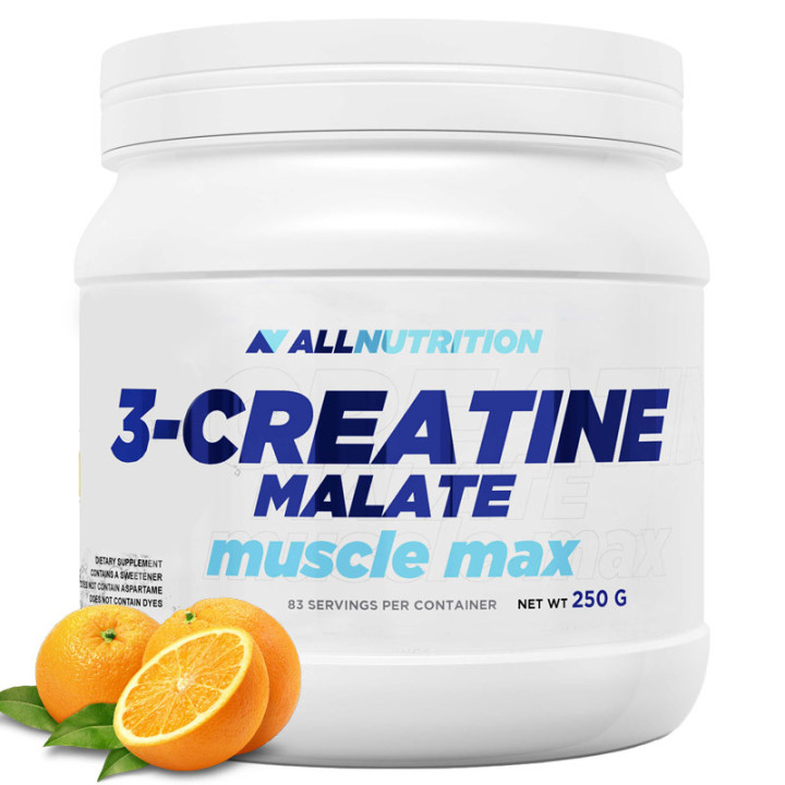 3-Creatine Malate Muscle Max 250g, Allnutrition – kreatyna z dodatkiem kwasu jabłkowego, tauryny i witaminy B6!