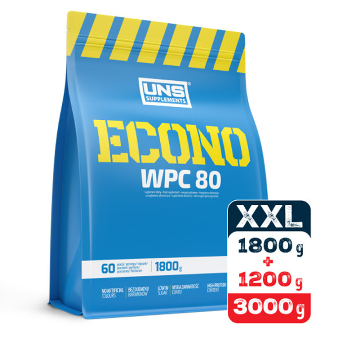 Econo Wpc 80 XXL 3000g, Uns - koncentrat białka serwatkowego o wysokiej klasie rozpuszczalności Instant!