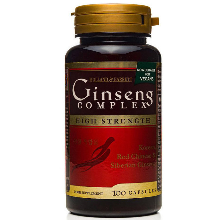 Ginseng Complex High Strength 100 kapsułek, Holland & Barrett – połączenie aż trzech gatunków żeń-szenia!