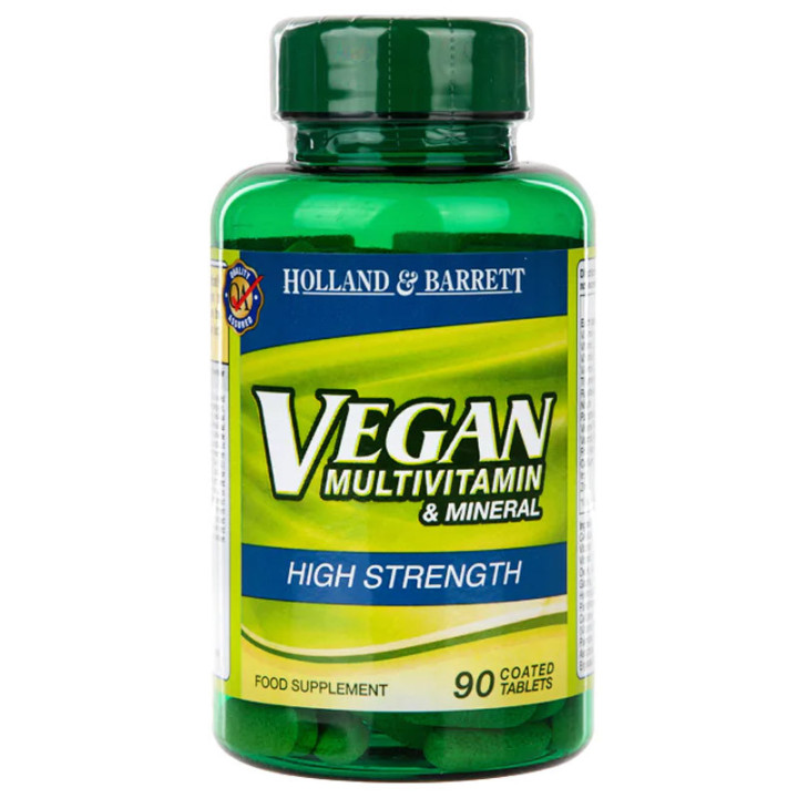 Vegan Multivitamin & Mineral High Strength 90 tabletek, Holland & Barrett – kompleks witamin i minerałów opracowany z myślą o we