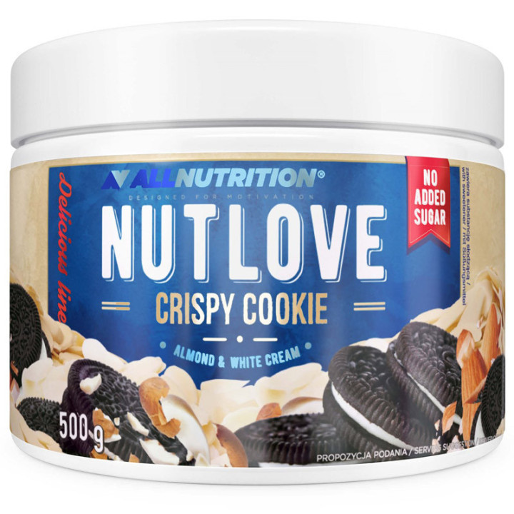 Nutlove Crispy Cookie 500g, Allnutrition – śmietankowy krem z chrupiącymi kakaowymi ciasteczkami i kawałkami migdałów!