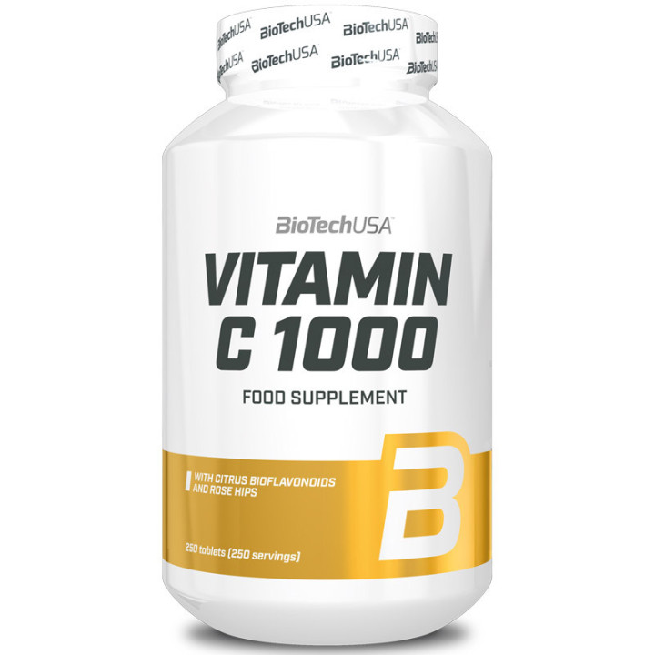 Vitamin C1000 250 tabletek, Biotech USA-jest wzbogacona w bioflawonoidy i dziką różę!