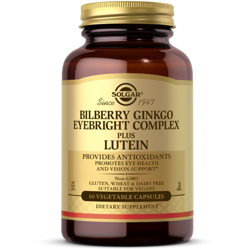 SOLGAR Bilberry Ginkgo Eyebright Complex Plus Lutein 60vegcaps