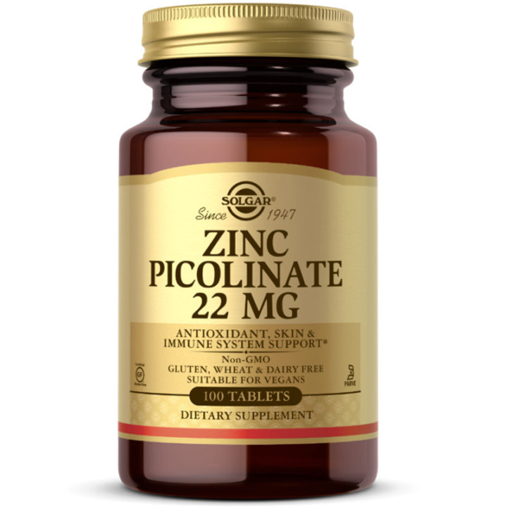 Zinc Picolinate 22mg 100 tabletek, Solgar – kluczowy składnik mineralny dla prawidłowego funkcjonowania organizmu!