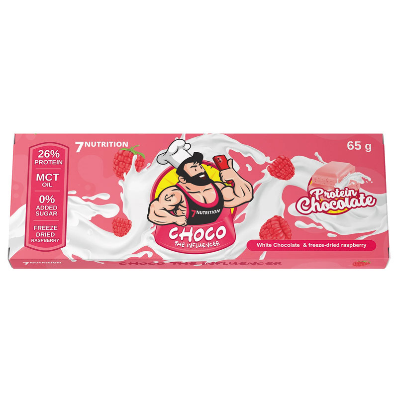 7NUTRITION Choco The Influencer Protein Chocolate White Chocolate Raspberry 65g
