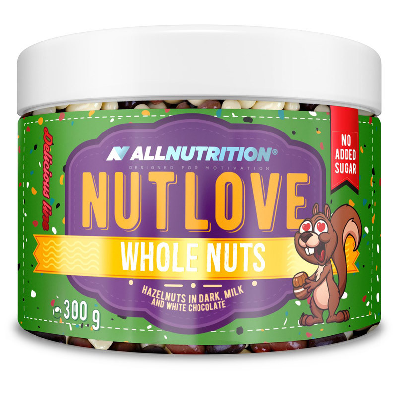 ALLNUTRITION Nutlove Whole Nuts Hazelnuts In Dark Milk And White Chocolate 300g