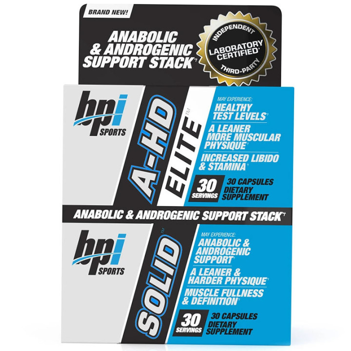 A-Hd Elite 30 kapsułek + Solid 30 kapsułek, BPI Sports – silny booster testosteronu z opatentowaną mieszanką ekstraktów roślinny