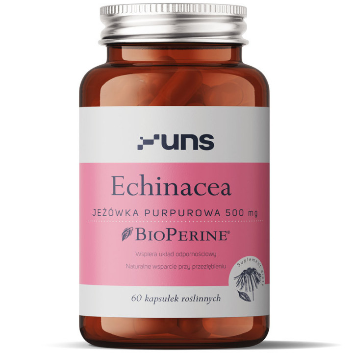 Echinacea Jeżówka Purpurowa 500mg 60 wegańskich kapsułek, UNS – skraca czas przeziębienia!
