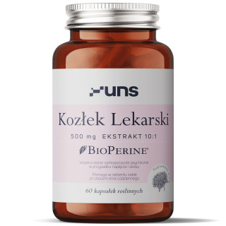 Kozłek Lekarski 500mg Ekstrakt 10:1 60 wegańskich kapsułek, UNS – pomagający w łagodzeniu stresu i wyciszeniu się!