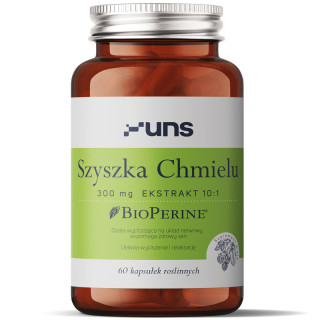 Szyszka Chmielu 300mg Ekstrakt 10:1 60 wegańskich kapsułek, UNS – zioło na dobry sen!
