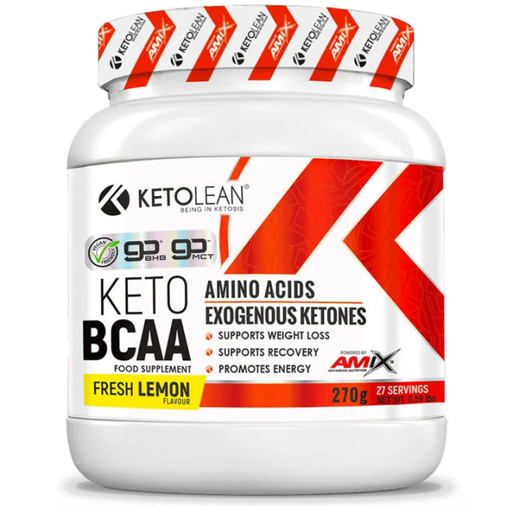 Keto BCAA 270g + ketony egzogenne BHB, Amix – innowacyjne połączenie aminokwasów BCAA, ketonów egzogennych BHB i oleju MCT!