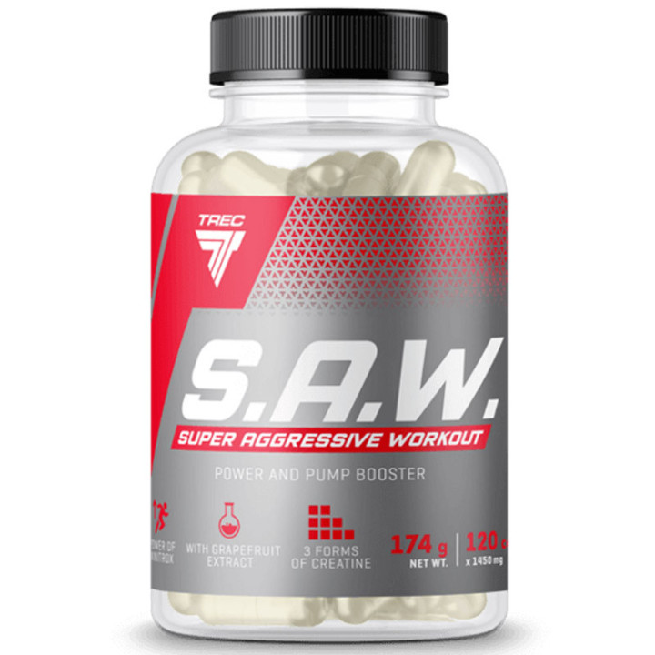 Saw 120 kapsułek, Trec - ultra skoncentrowana formuła przedtreningowa dla profesjonalnego treningu!