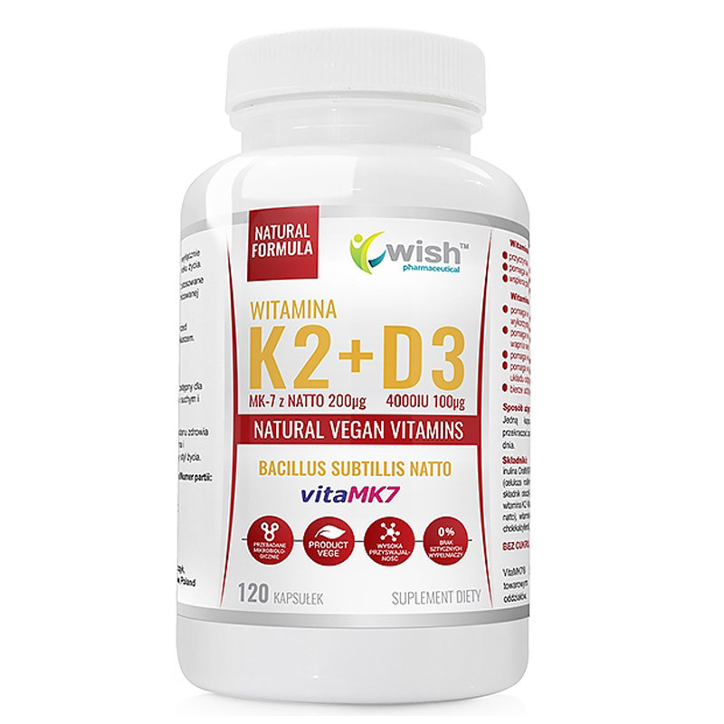 WISH Witamina K2 200mcg+D3 100mcg VitaMK7 120caps