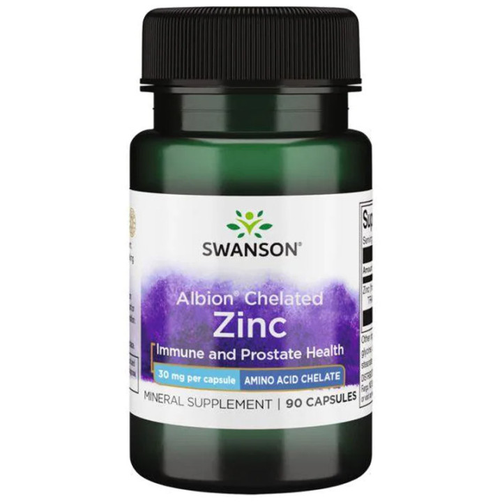 Chelated Zinc 30mg 90 kapsułek, Swanson – wspiera odporność organizmu, dba o piękny wygląd włosów, skóry i paznokci!