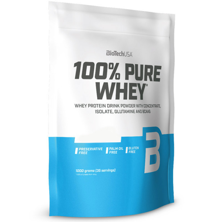 100% Pure Whey 1000g, Biotech USA-kombinacja koncentratu białka serwatki oraz izolatu białka serwatki