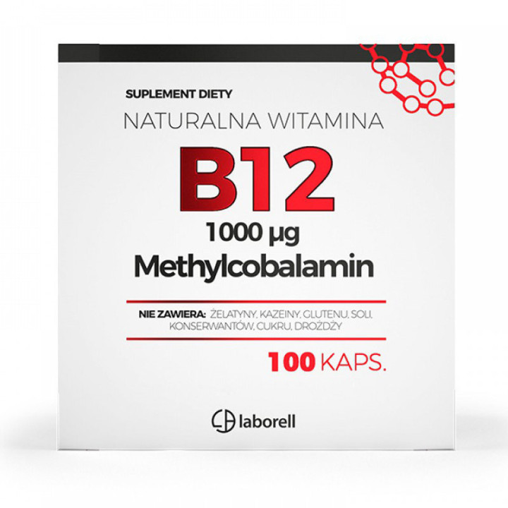 B12 1000mcg 100 kapsułek, Laborell – ogólne wsparcie organizmu!