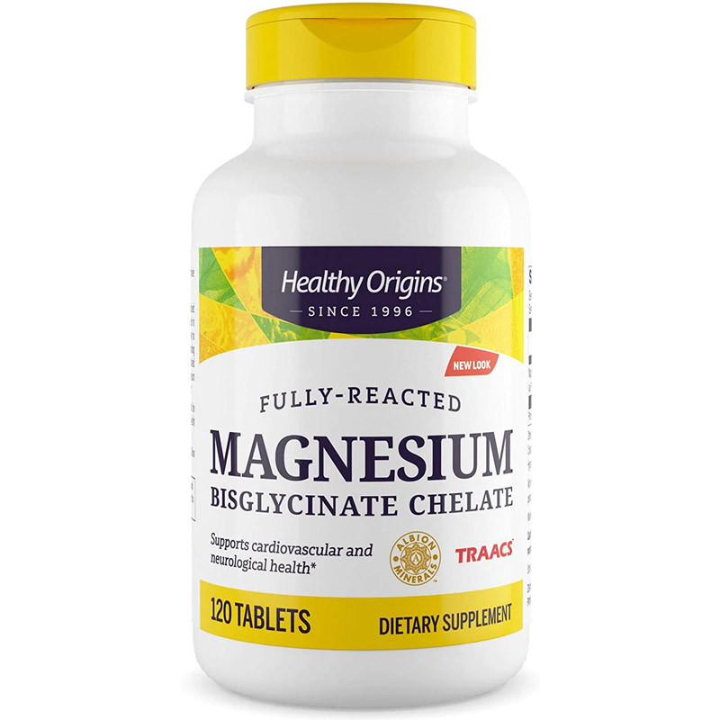 HEALTHY ORIGINS Fully-Reacted Magnesium Bisglycinate Chelate 120tabs