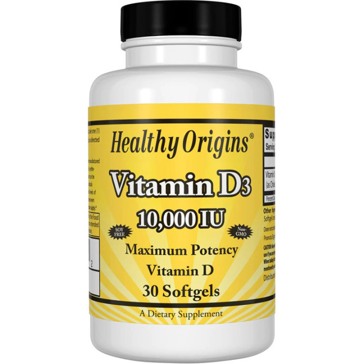 Vitamin D3 10,000 IU 30caps,Healthy Origins – wsparcie zdrowych kości!