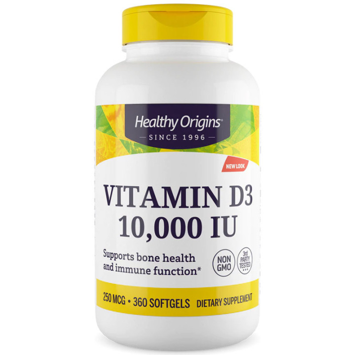 Vitamin D3 10,000 IU 360,Healthy Origins – wsparcie zdrowych kości!