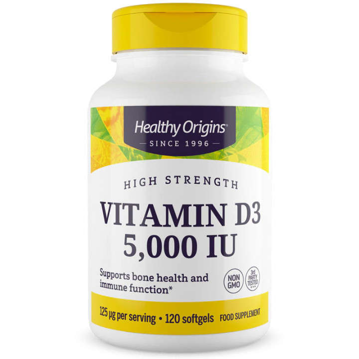 Vitamin D3 5,000 IU 120,Healthy Origins – wsparcie zdrowych kości!