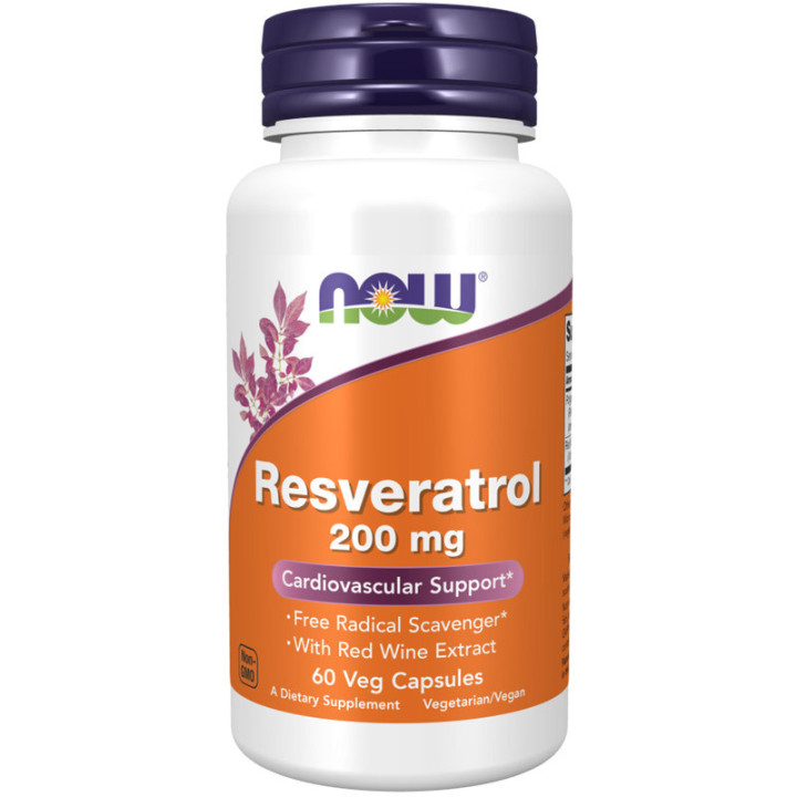 Natural Resveratrol 60 kapsułek, NOW - przeciwutleniacze na oznaki starzenia i odporność
