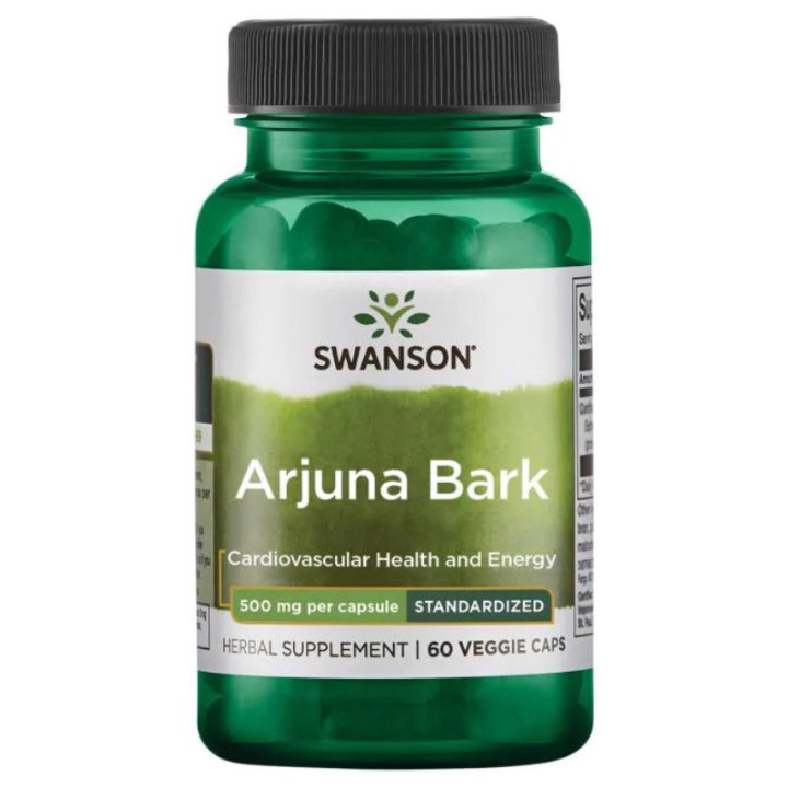Arjuna Bark 500mg 60 kapsułek, Swanson - na zdrowie sercowo-naczyniowe