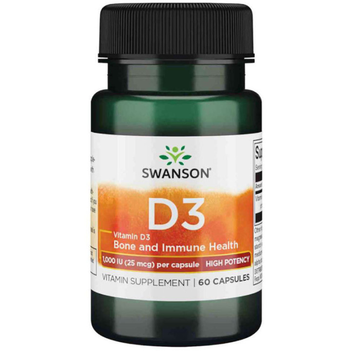 D3 1,000 IU 60 kapsułek, Swanson - witamina D3 w kapsułkach!
