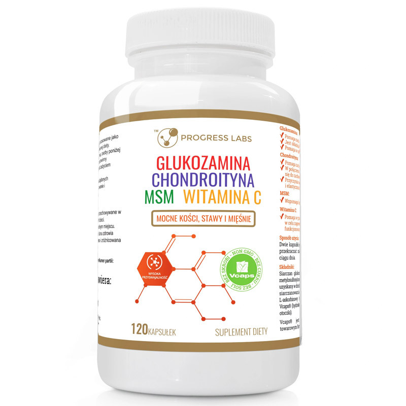 PROGRESS LABS Glukozamina Chondroityna MSM Witamina C 120caps