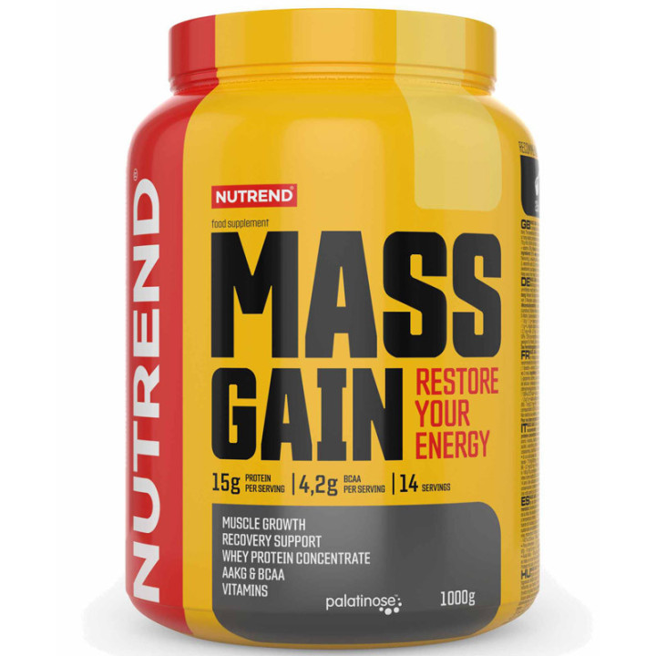 Mass Gain 1000g,Nutrend – skutecznie wspiera rozbudowę masy mięśniowej